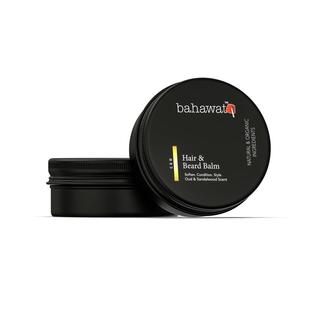 BAHAWAT Beard Balm Oud & Sandalwood - Styles, Strengthens & Softens Beards - Natural Beard Conditioner- ZERO GRIT Balm - reduces beard itch, 2 ounce
