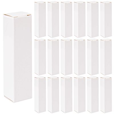 AUEAR, 50 Pack White Kraft Paper Lipstick Boxes Empty Lip Gross Box 3.35"x0.79"x0.79" Rectangle Balm Perfume Essence Oil Packaging Cases for DIY Gloss Gift