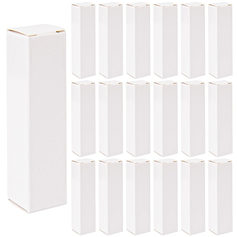 AUEAR, 50 Pack White Kraft Paper Lipstick Boxes Empty Lip Gross Box 3.35"x0.79"x0.79" Rectangle Balm Perfume Essence Oil Packaging Cases for DIY Gloss Gift
