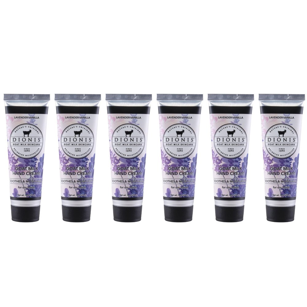 Dionis - Goat Milk Skincare Scented Hand Cream (1 oz) Set of 6, Moisturizing Lotion for Dry Skin, Good for Sensitive Skin, Cruelty-free and Paraben-free (Lavender Vanilla)