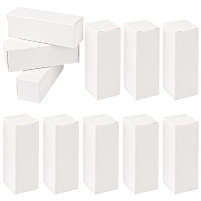 AUEAR, 50 Pack White Kraft Paper Lipstick Boxes Empty Lip Gross 3.35"x1.1"x1.1" Rectangle Balm Perfume Essence Oil Packaging Cases for DIY Gloss Gift Packing
