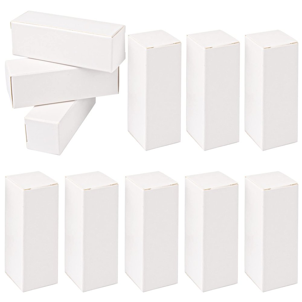 AUEAR, 50 Pack White Kraft Paper Lipstick Boxes Empty Lip Gross 3.35"x1.1"x1.1" Rectangle Balm Perfume Essence Oil Packaging Cases for DIY Gloss Gift Packing