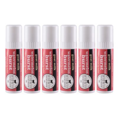 Dionis - Goat Milk Skincare Scented Lip Balm - Set of 6 (0.28 oz) Watermelon Burst Fresh & Fruity Summer Scented Balms - Beeswax, Shea Butter & Coconut Oil Repair, Protect & Soothe Chapped Lips