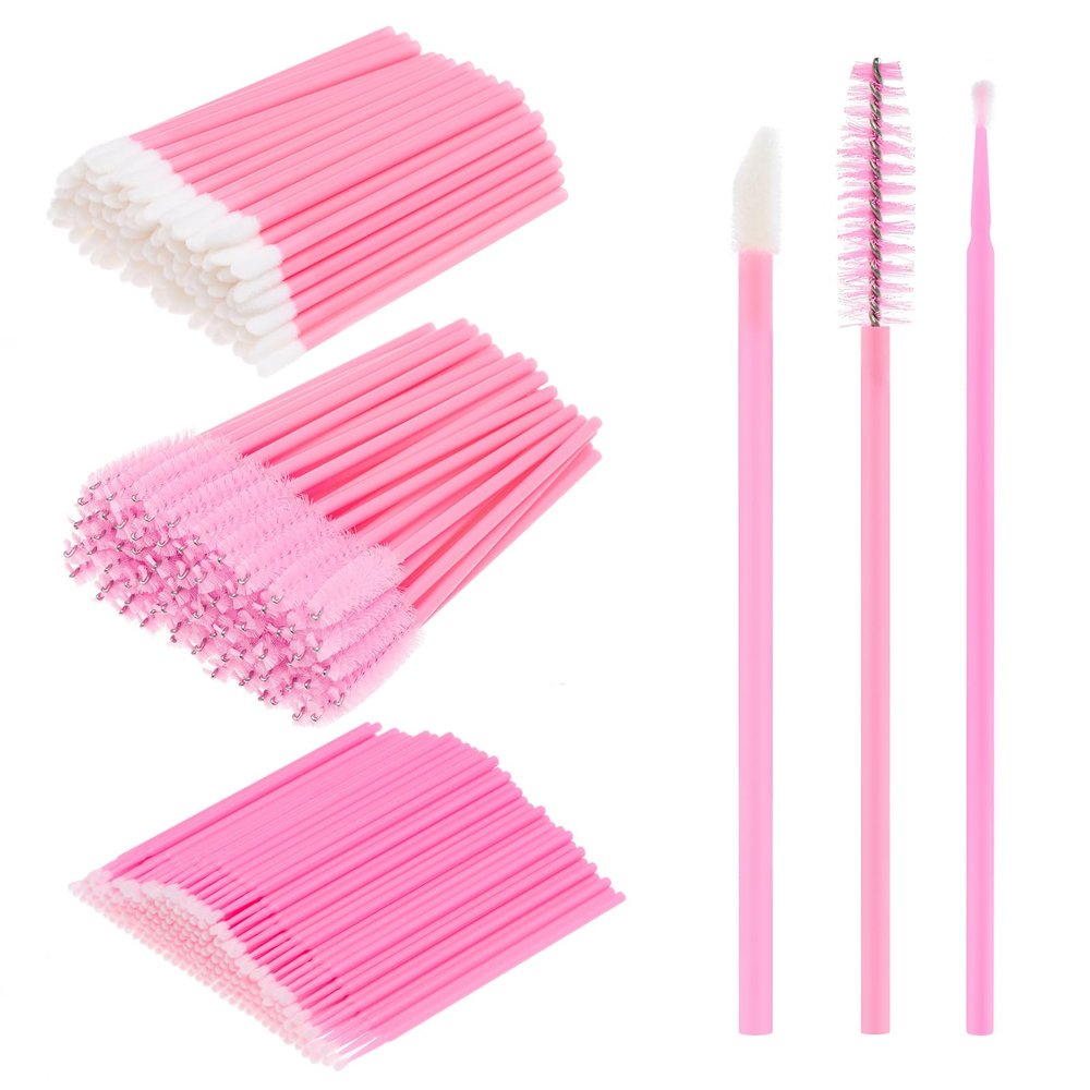 EKYSSO 400Pieces Lash Extension Supplies Kit, 100 PCS Lash Brush Mascara Wands Spoolies for Eyelash Extension and Eyebrow, 100 PCS Lash Shampoo Cleansing Brush, 200 Pieces Micro Applicator Brushes