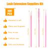 EKYSSO 400Pieces Lash Extension Supplies Kit, 100 PCS Lash Brush Mascara Wands Spoolies for Eyelash Extension and Eyebrow, 100 PCS Lash Shampoo Cleansing Brush, 200 Pieces Micro Applicator Brushes view 3