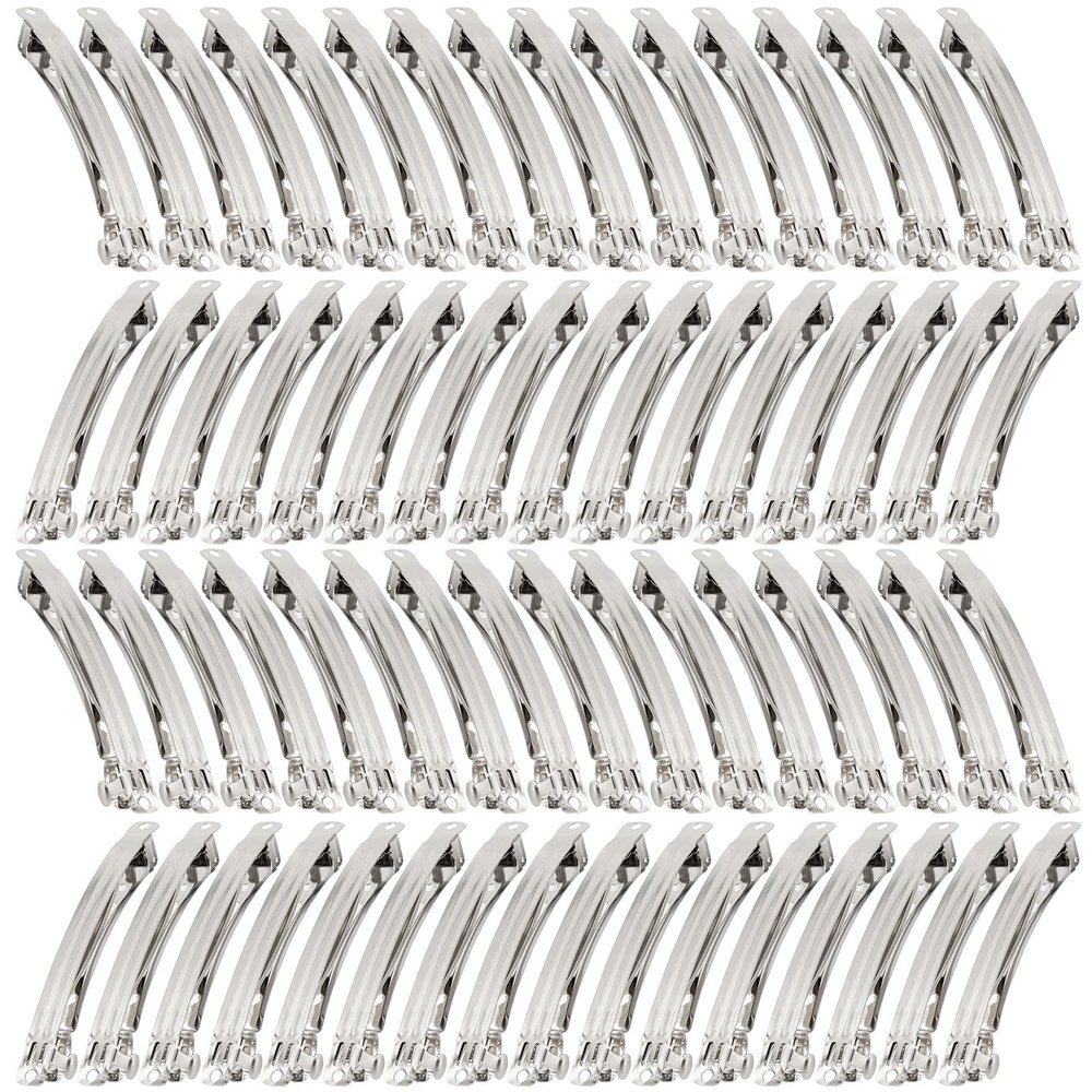 AUEAR, 50 Pack 3.94 Inch Rectangle Metal French Barrette Hair Clips DIY Craft for Bows Snap Ponytail Holder for Women Girl