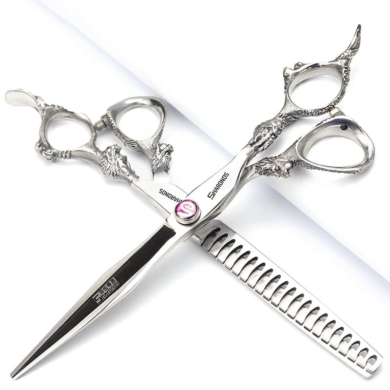 6/7 inch Hair Cutting Scissors Professional Home Haircutting Barber Salon Shears Kit with Case for Men/Women (7-inch 2pc)