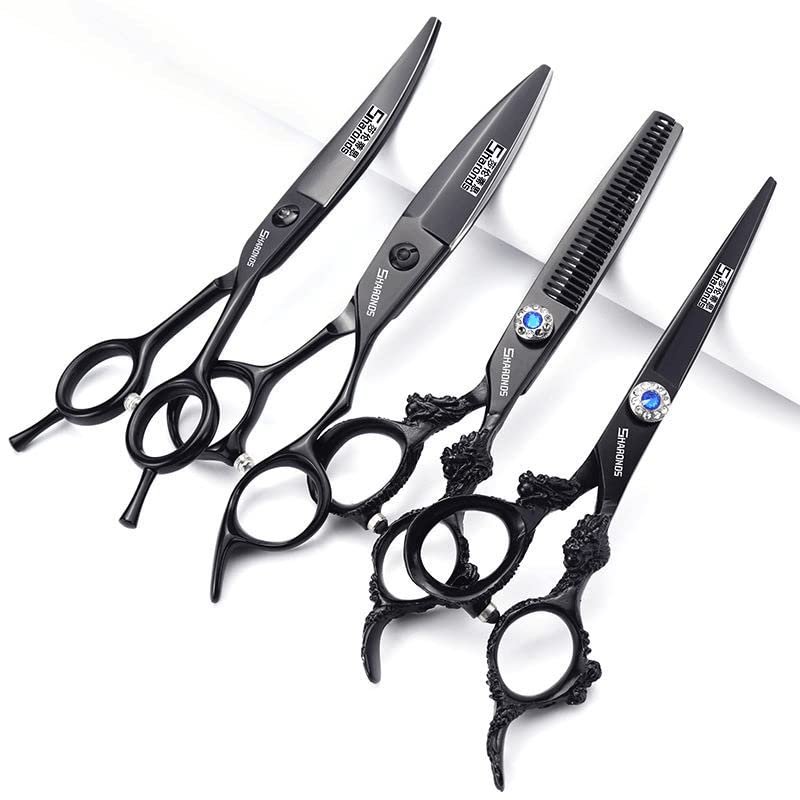 6/7 inch Hair Cutting Scissors Professional Home Haircutting Barber Salon Shears Kit with Case for Men/Women (6-inch 4pc)