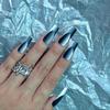 FRUJCDKI handmade real glue series fake nails, black and pink gradient press-on fake nails, long coffin-shaped fake nails, ballerina glue nails (black-M) view 1