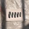 FRUJCDKI handmade real glue series fake nails, black and pink gradient press-on fake nails, long coffin-shaped fake nails, ballerina glue nails (black-M) view 2