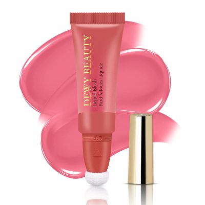 LSxia Liquid Blush Makeup Wand, Cream Blush Stick with Cushion Applicator For Cheeks Tint, Natural-looking, Glow Dewy Finish, Weightless Blendable Liquid Rubor | #103 EBULLIENT-Cool Pink
