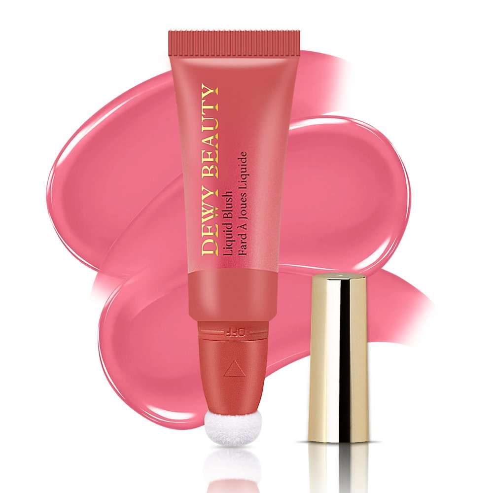LSxia Liquid Blush Makeup Wand, Cream Blush Stick with Cushion Applicator For Cheeks Tint, Natural-looking, Glow Dewy Finish, Weightless Blendable Liquid Rubor | #103 EBULLIENT-Cool Pink