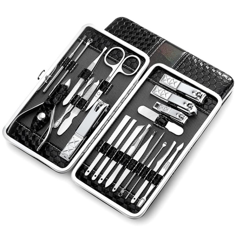21 Piece/Lot Stainless Steel Manicure set Professional nail clipper Kit of Pedicure Tools Paronychia Nippers Trimmer Cutters,black 21 pcs