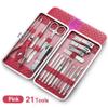 21 Piece/Lot Stainless Steel Manicure set Professional nail clipper Kit of Pedicure Tools Paronychia Nippers Trimmer Cutters,pink 21 pcs view 2