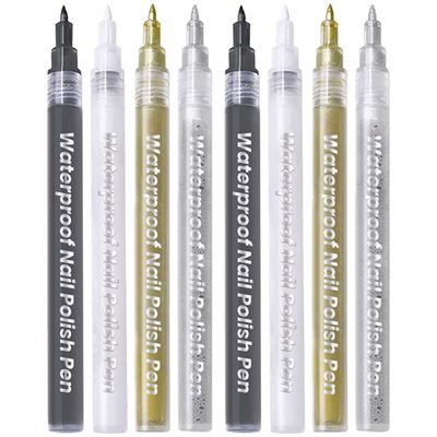 LALAFINA 8pcs Nail Art Pens Easy Use Dotting Liner for Nail Design for Gel Polish Art for Home Salon Use
