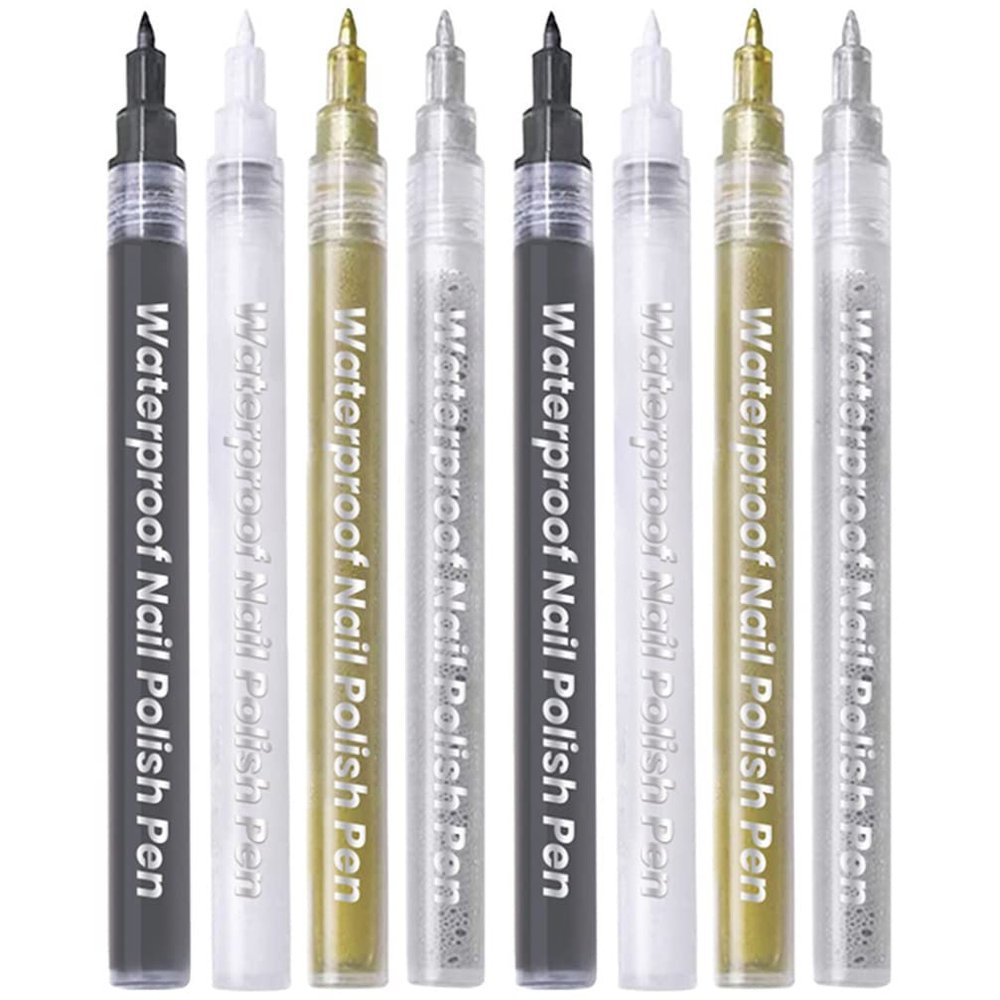 LALAFINA 8pcs Nail Art Pens Easy Use Dotting Liner for Nail Design for Gel Polish Art for Home Salon Use