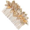 LALAFINA Leaf Hair Comb Clip Leaf Bridal Hair Combs Gold French Hair Slide Comb Wedding Leaf Decorative Clips Bride Wedding Hair Comb Hair Decoration for Party Wedding view 1