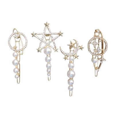Yardenfun 4pcs Dreamy Planet Clips Cute Hair Accessories for Girls Elegant Design for Parties and Festivals Includes Star and Oval Shapes for Hairstyles