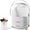 Busy Mom Multi-Function Make Up Case Dustproof Cosmetic Storage Box,Cosmetics Skin Care Products Jewelry Organizer Case Finishing Box Bedroom Bathroom Desktop (White) view 1