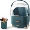 Busy Mom Multi-Function Make Up Case Dustproof Cosmetic Storage Box,Cosmetics Skin Care Products Jewelry Organizer Case Finishing Box Bedroom Bathroom Desktop (Green) view 1
