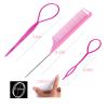 1000Pcs Hair Rubber Bands, Soft Small Hair Elastics for Girls and Women, 2pcs Topsy Tail Tools, 1 Rat Tail Comb, Pink Schembo view 2