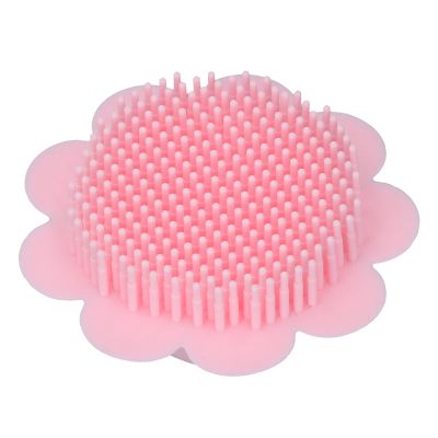 Baby Bath Brush Soft Silicone Massage Brush for The Shower in The Shape of a Sunflower (Pink)