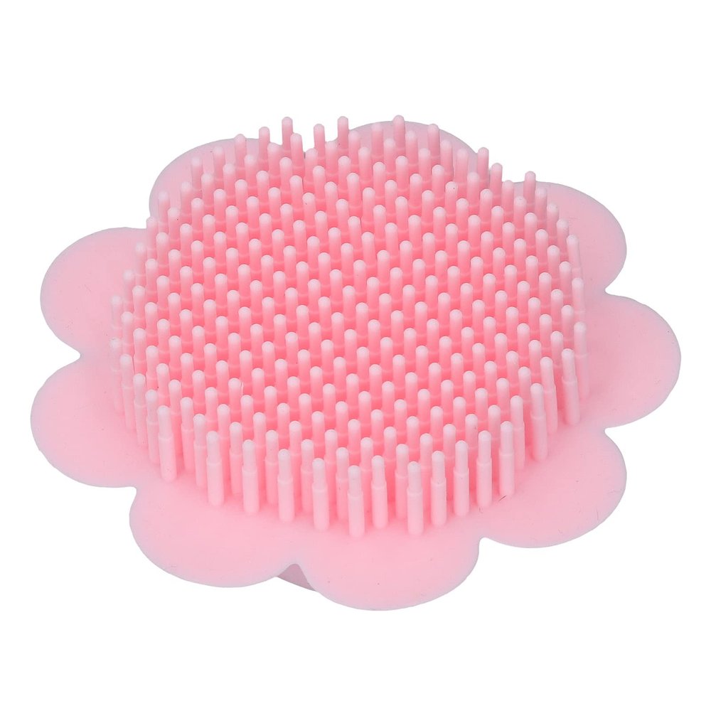 Baby Bath Brush Soft Silicone Massage Brush for The Shower in The Shape of a Sunflower (Pink)