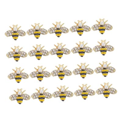 Mikinona 20pcs Alloy Bee Shape Nail Charms Manicure Decor for Nail Art Cute Rhinestone Accessories for Creative and Craft Projects
