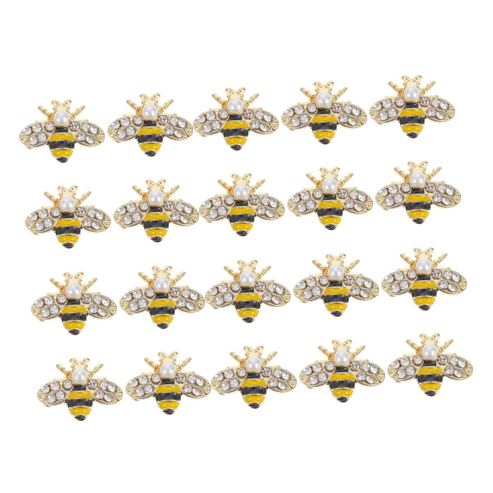 Mikinona 20pcs Alloy Bee Shape Nail Charms Manicure Decor for Nail Art Cute Rhinestone Accessories for Creative and Craft Projects