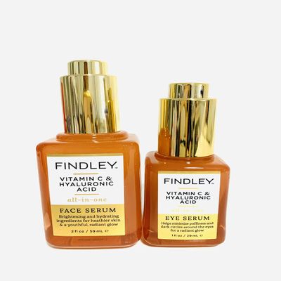 Bundle of Findley Face Serum Vitamin C and Hyaluronic Acid & Eye Serum, 2 items. NO BOX
