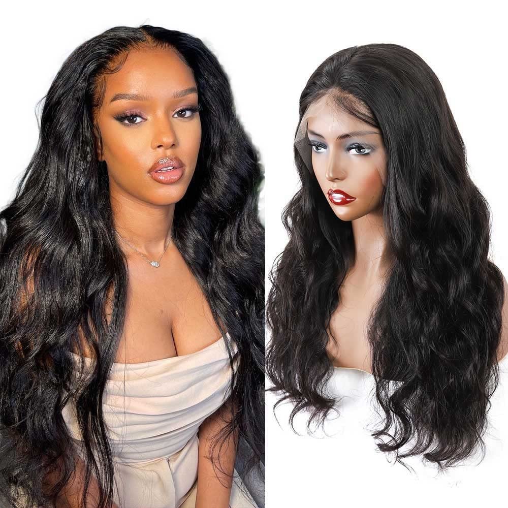 13x6 HD Transparent Lace Front Human Hair Frontal Wigs for Black Women Brazilian Natural Hairline Body Wave Human Hair Wigs Brazilian Virgin Human Hair Wigs Nature Color 26 inch