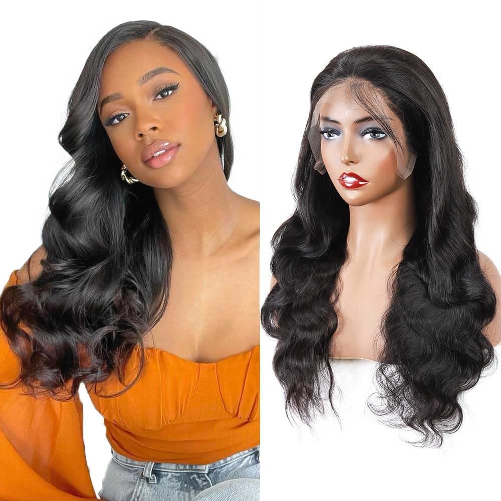 13 * 6 Body Wave Lace Front Wigs 22 Inch Brazilian Body Wave Virgin Human Hair Wigs Lace Front Wigs Human Hair Pre Plucked Nature Color