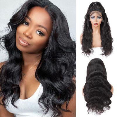 13x6 Body Wave Lace Front Wigs Human Hair Glueless Wigs 16 Inch Brazilian Human Hair Wigs Nature Color Human Hair Pre Plucked with Baby Hair