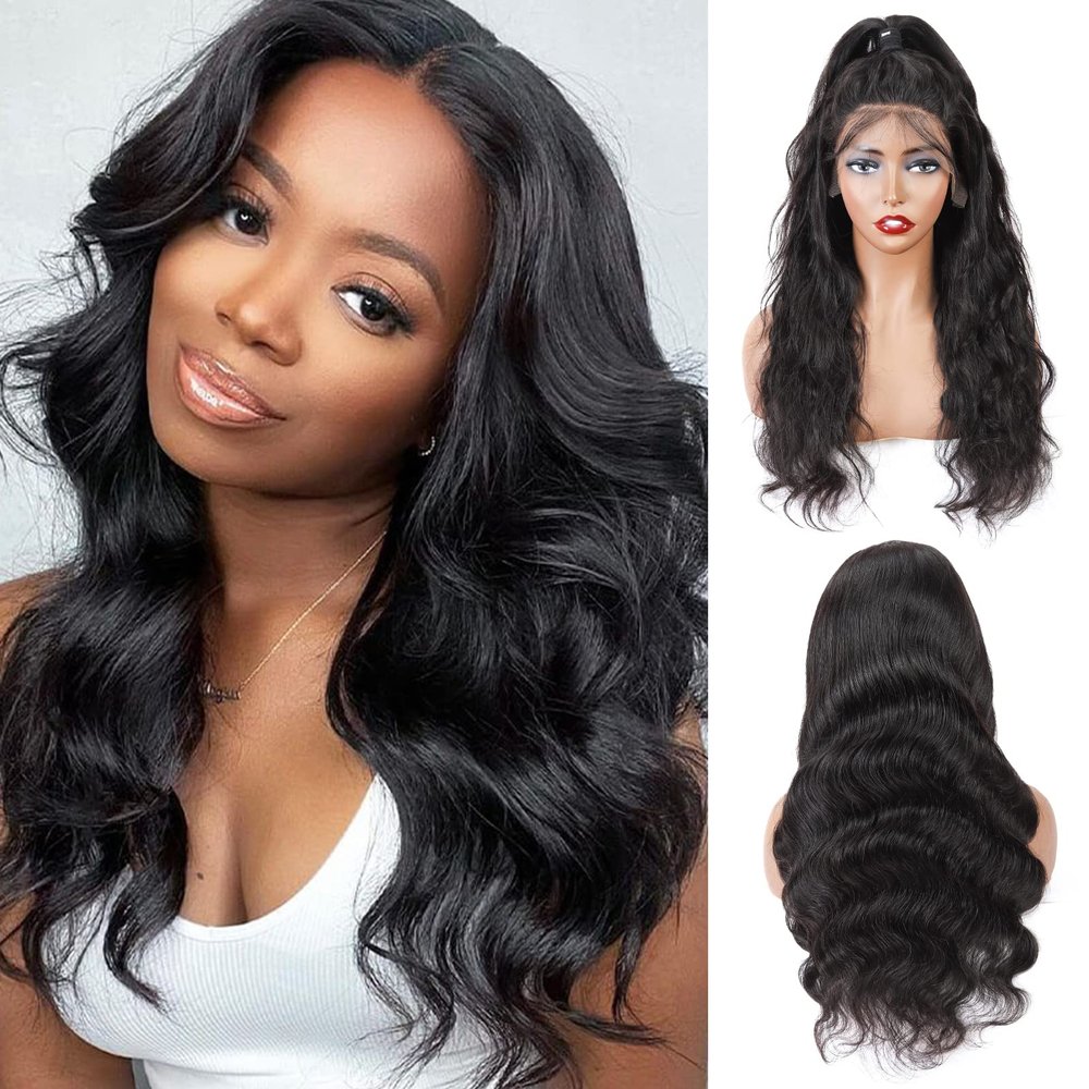 13x6 Body Wave Lace Front Wigs Human Hair Glueless Wigs 16 Inch Brazilian Human Hair Wigs Nature Color Human Hair Pre Plucked with Baby Hair