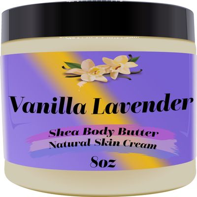 Black Lavish Essentials Ultra-Soft Shea Body Butter, Dry Skin Cream for Radiant Moisturized Skin, Natural Hydrating Body Lotion with Aloe Vera, Argan Oil, Rosehip Oil, (Vanilla Lavender, 8oz)
