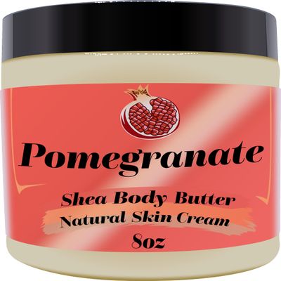 Black Lavish Essentials Ultra-Soft Shea Body Butter, Dry Skin Cream for Radiant Moisturized Skin, Natural Hydrating Body Lotion with Aloe Vera, Argan Oil, Rosehip Oil, (Pomegranate, 8oz)