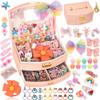 ONECOCOA Hair Accessories Set for Girls: Jewelry Box, Hair Clips, Barrettes, Ties, Bows - Teen Girl Gift for Ages 4-12 (Pink) view 1