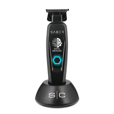 StyleCraft Saber Professional Full Metal Body Digital Brushless Motor Cordless Hair Trimmer (Black)
