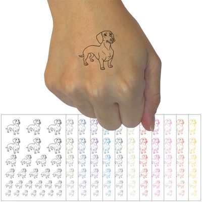 Devoted Dachshund Wiener Pet Dog Temporary Tattoo Water Resistant Fake Body Art Set Collection - Hot Pink (One Sheet)