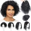 AiUree Fuffly Curly Human Hair Topper Middle Part Clip in Hairpiece Women Toupee Replacement Hair Piece 13x14cm Silktop Topper Clip on Wave Hair Extensions Covering Grey Hair(14" Middle Part,Black) view 1