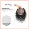 AiUree Fuffly Curly Human Hair Topper Middle Part Clip in Hairpiece Women Toupee Replacement Hair Piece 13x14cm Silktop Topper Clip on Wave Hair Extensions Covering Grey Hair(14" Middle Part,Black) view 2