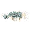 Micro Traders Wedding Bridal Hair Comb Flower Side Hair Clips Rhinestone Pearl Floral Headpiece Hair Tools Hair Accessories for Wedding Bridal Bridesmaid Green view 1
