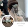 Micro Traders Wedding Bridal Hair Comb Flower Side Hair Clips Rhinestone Pearl Floral Headpiece Hair Tools Hair Accessories for Wedding Bridal Bridesmaid Green view 2