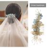 Micro Traders Wedding Bridal Hair Comb Flower Side Hair Clips Rhinestone Pearl Floral Headpiece Hair Tools Hair Accessories for Wedding Bridal Bridesmaid Green view 3