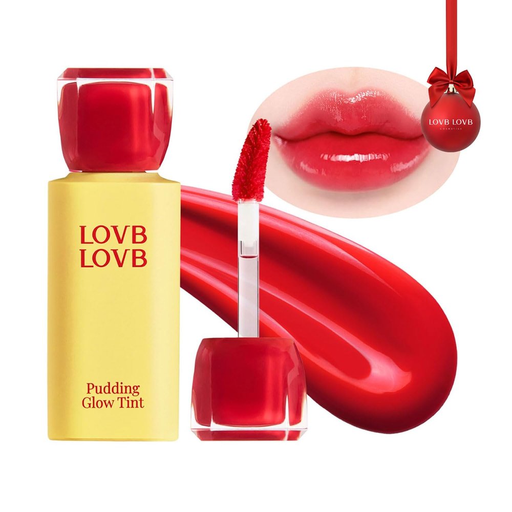 LOVB LOVB Pudding Glow Korean Lip Tint | Natural Lip Stain | Gloss to Stain | Long-Lasting & Non-Sticky | Lightweight Lip Tint | Perfect Holiday Gift for Teen Girls & Women | 0.14 oz. (01 RED BERRY)