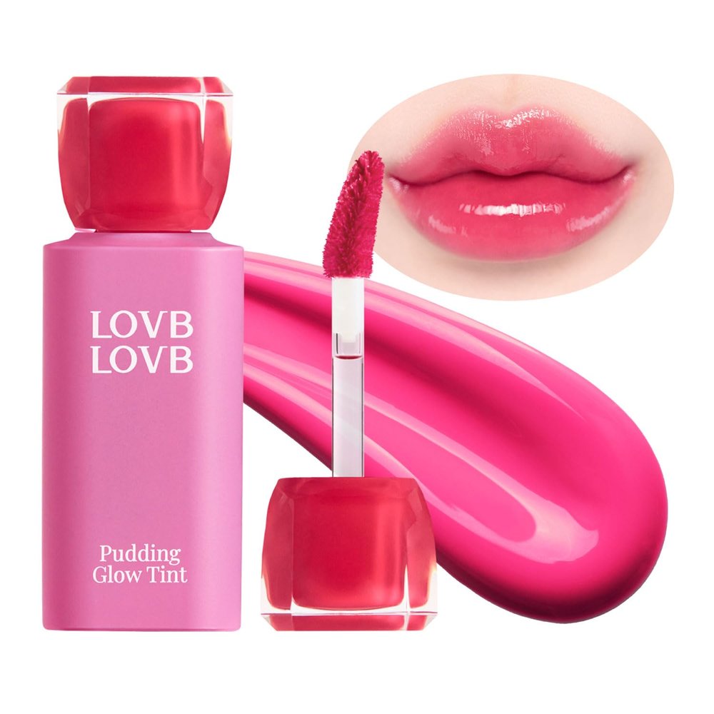LOVB LOVB Pudding Glow Korean Lip Tint | Natural Lip Stain | Gloss to Stain | Long-Lasting & Non-Sticky | Lightweight Lip Tint | Perfect Holiday Gift for Teen Girls & Women | 0.14 oz. (03 CANDY BERRY)