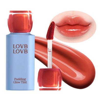 LOVB LOVB Pudding Glow Korean Lip Tint | Natural Lip Stain | Gloss to Stain | Long-Lasting & Non-Sticky | Lightweight Lip Tint 0.14 oz. (04 SUNSET BEIGE)