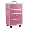 Flulep 4 Tier Lockable Cosmetic Makeup Train Case with Extendable Trays Pink view 1