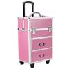 Flulep 4 Tier Lockable Cosmetic Makeup Train Case with Extendable Trays Pink view 2
