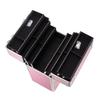 Flulep 4 Tier Lockable Cosmetic Makeup Train Case with Extendable Trays Pink view 4